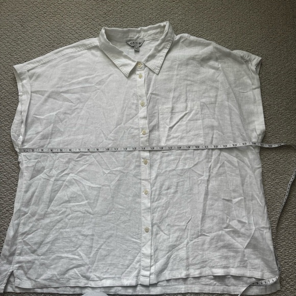 Orvis Shirt Top Womens Medium Linen Blend Casual Pocket Button Up Sleeveless - Picture 3 of 7